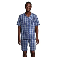 Ensemble pyjama shorty 2 pièces en popeline à carreaux essentiels