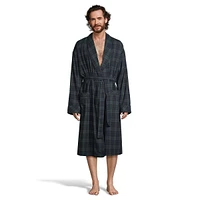 Flannel Shawl-Collar Check Robe