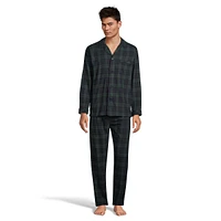 2-Piece Flannel Notch-Collar Pyjama Set