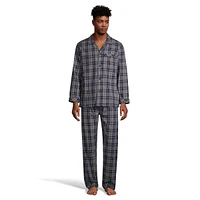 2-Piece Flannel Notch-Collar Pyjama Set