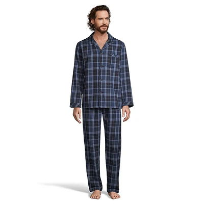 2-Piece Flannel Notch-Collar Pyjama Set