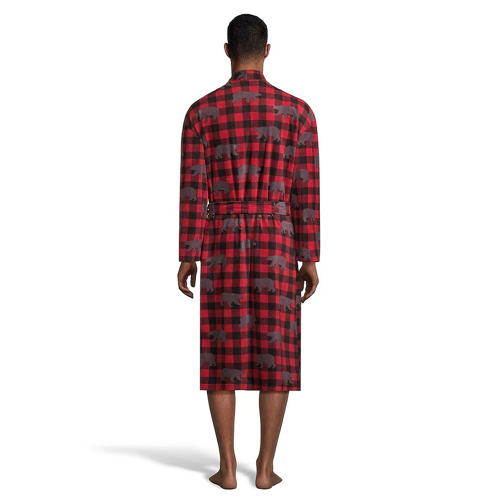 Check-Print Wrap Robe