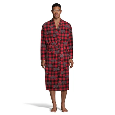 Check-Print Wrap Robe