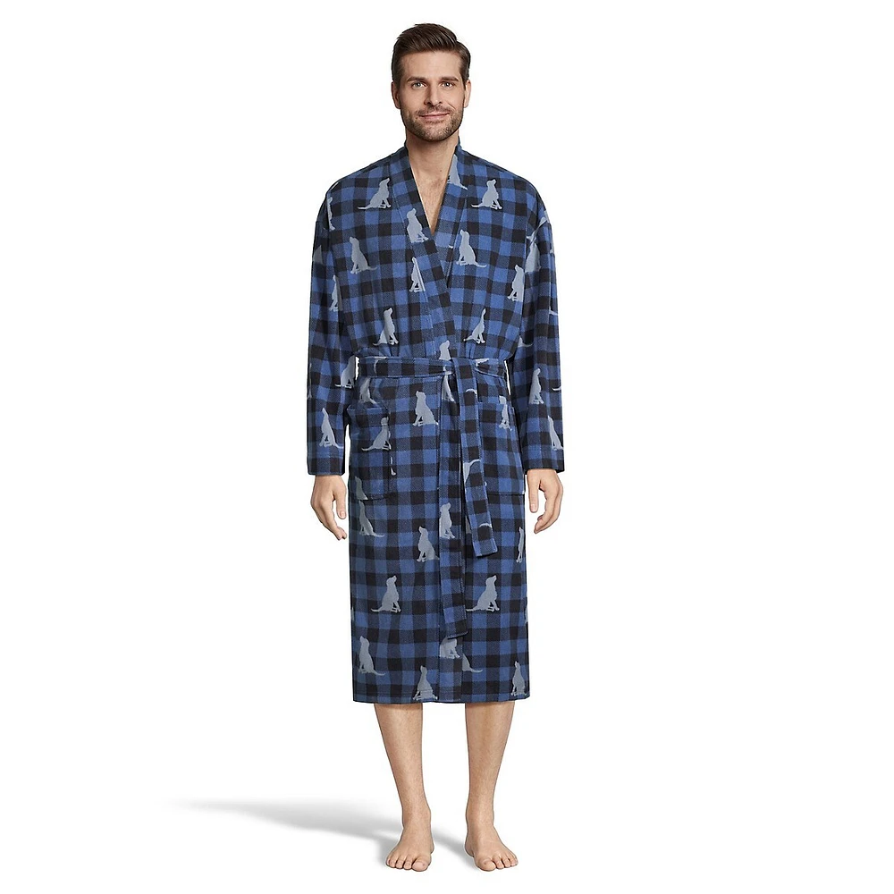 Check-Print Wrap Robe