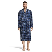 Check-Print Wrap Robe