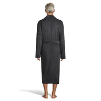 Plush Shawl-Collar Herrringbone Robe