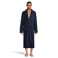 Plush Shawl-Collar Herrringbone Robe