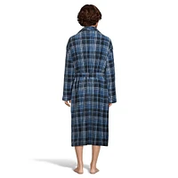 Plush Shawl-Collar Check Robe