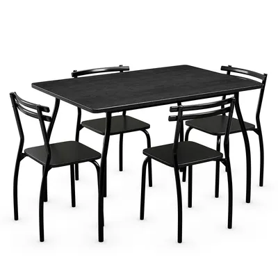 5pcs Dining Set Table & 4 Chairs Home Kitchen Room Breakfast Furniture