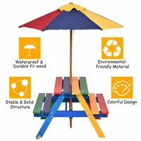 4 Seat Kids Picnic Table W/umbrella Garden Yard Folding Children Bench