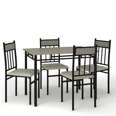 5 Piece Dining Set Faux Marble Top Table And 4 Padded Seat Chairs W/ Metal Legs