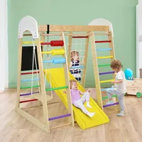 Indoor Playground Climbing Gym Kids Wooden 8 1 Climber Playset For Children