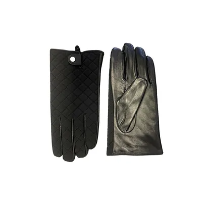 Men's Leather & Quilted Fabric Gloves