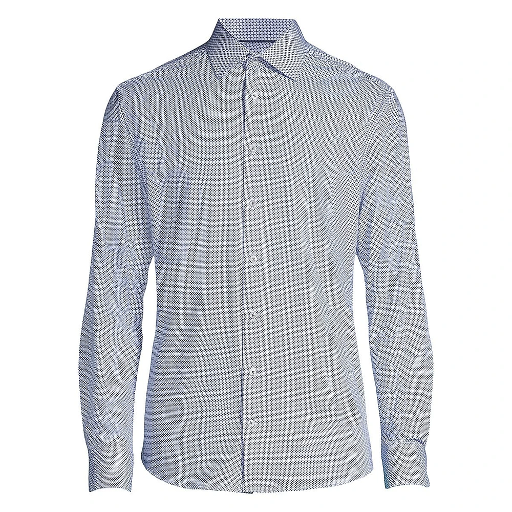 Modern-Fit 4-Way Stretch Soft Knit Print Dress Shirt