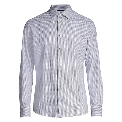 Modern-Fit 4-Way Stretch Soft Knit Print Dress Shirt