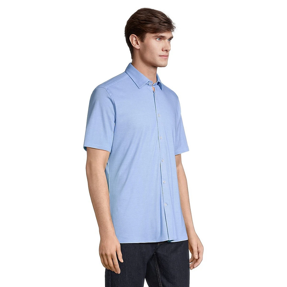 Stretch Jersey Knit Short-Sleeve Shirt