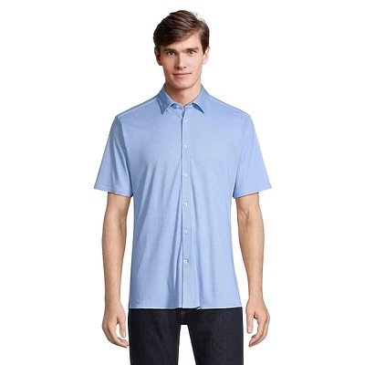 Stretch Jersey Knit Short-Sleeve Shirt