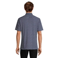 Stretch Jersey Knit Short-Sleeve Print Shirt
