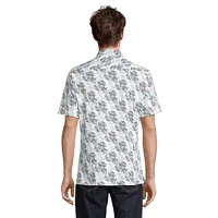 Printed Stretch Jersey Knit Short-Sleeve Shirt