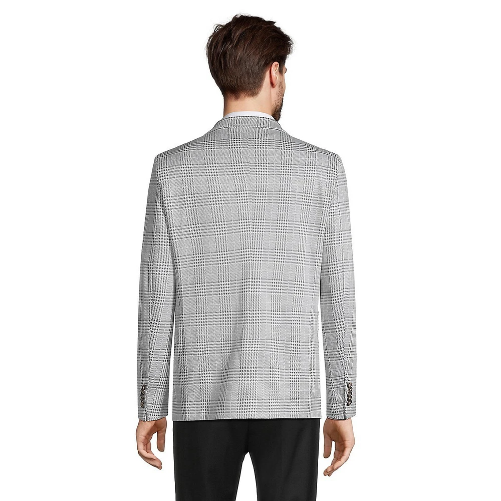 Slim-Fit Deconstructed Glen Plaid Soft Blazer