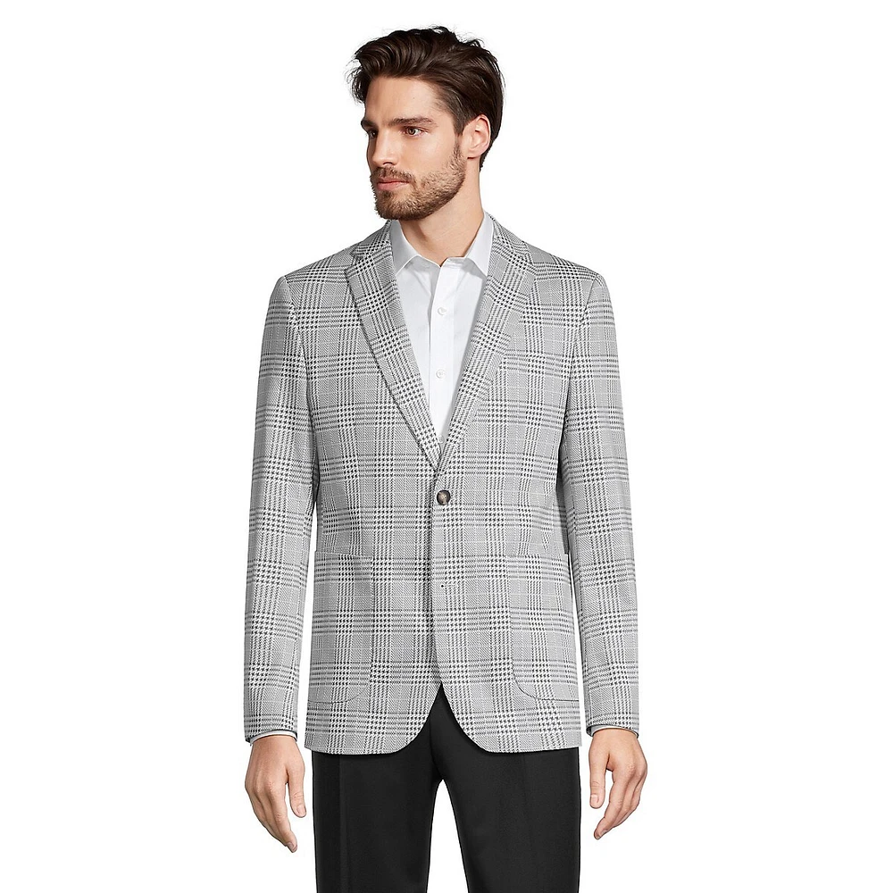 Slim-Fit Deconstructed Glen Plaid Soft Blazer