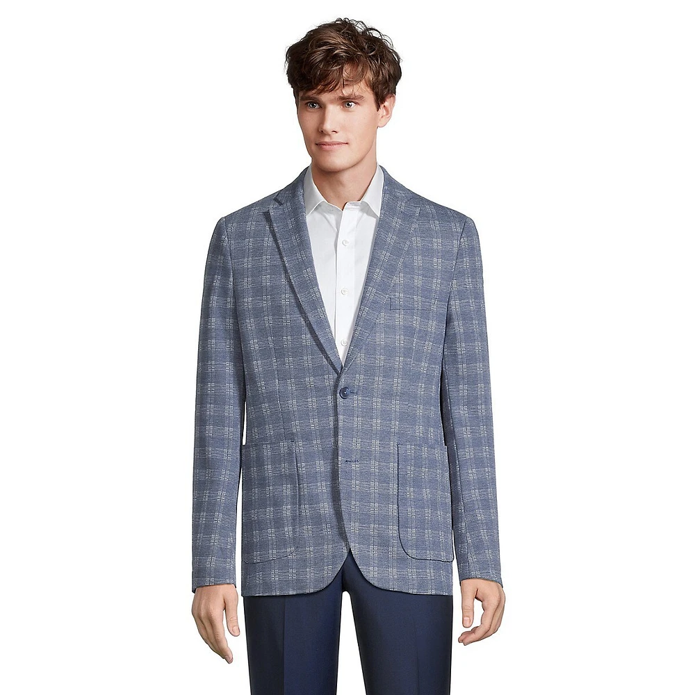 Slim-Fit Deconstructed Glen Plaid Soft Blazer