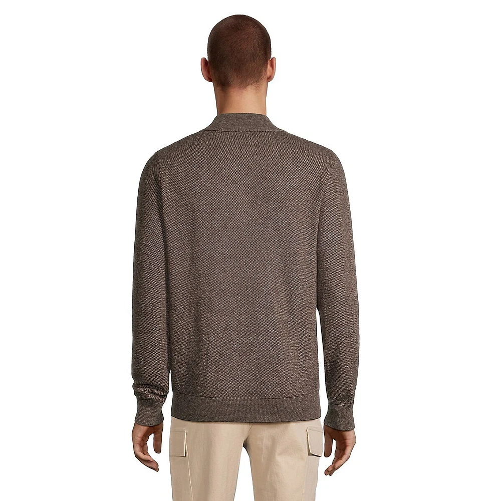 Zip-Neck Wool- Blend Pullover Sweater