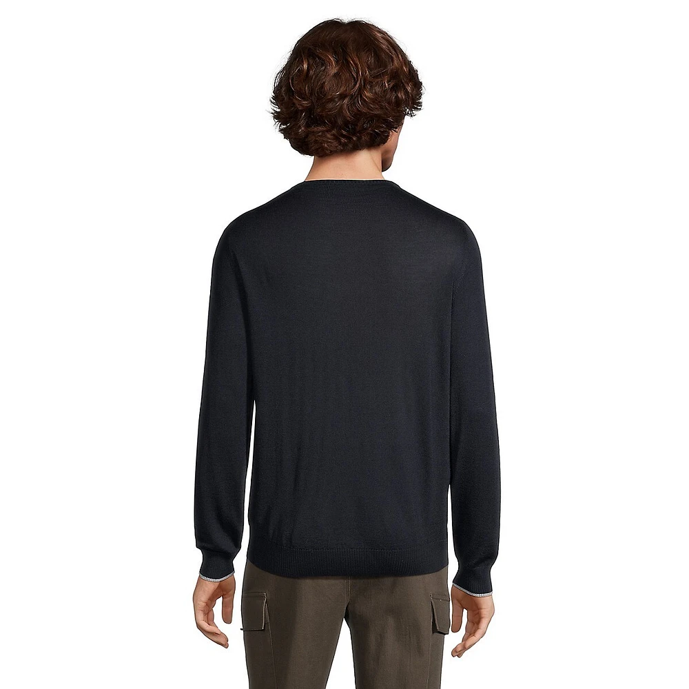 Tonal-Knit Wool-Blend Crewneck Sweater