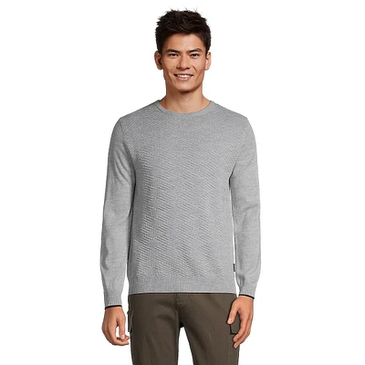 Tonal-Knit Wool-Blend Crewneck Sweater