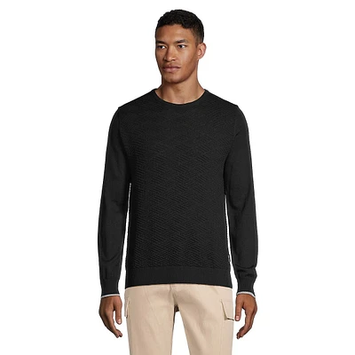 Tonal-Knit Wool-Blend Crewneck Sweater