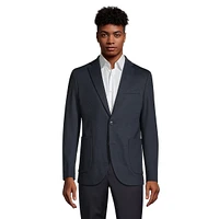 Herringbone Notch-Lapel Patch-Pocket Soft Blazer