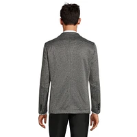 Textured Notch-Lapel Patch-Pocket Soft Blazer