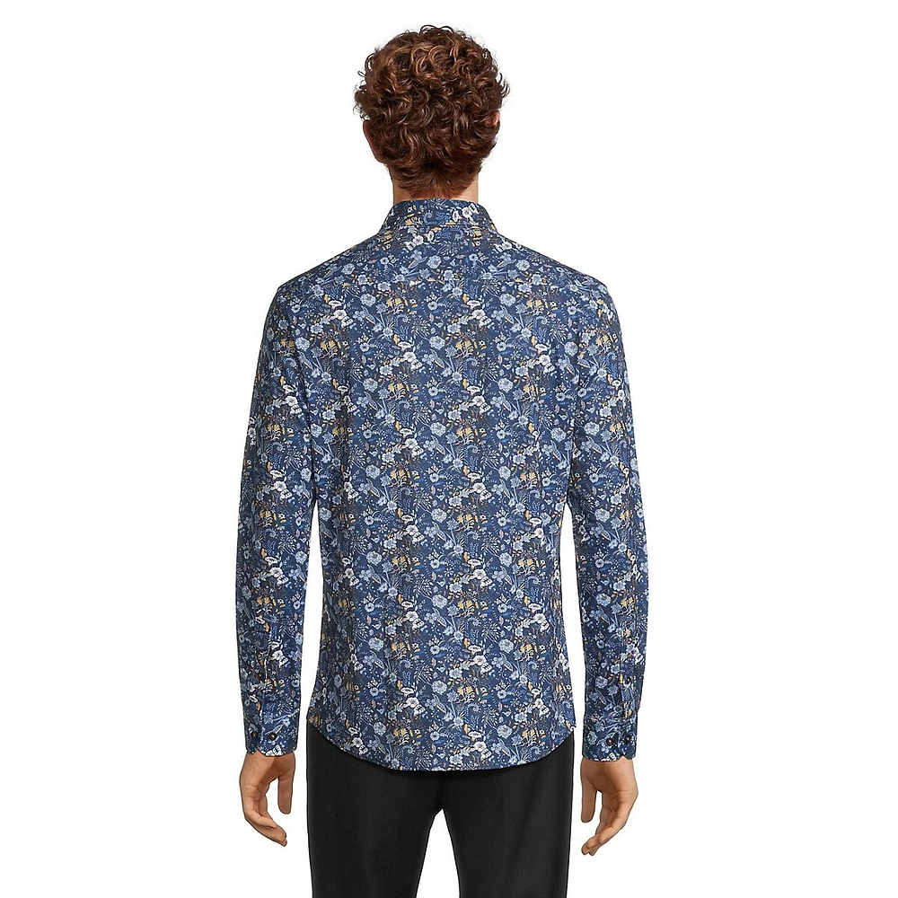 Stretch-Jersey Dark Floral Shirt