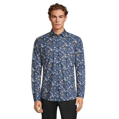 Stretch-Jersey Dark Floral Shirt