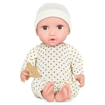 14-Inch Baby Doll With Ivory Romper & Hat