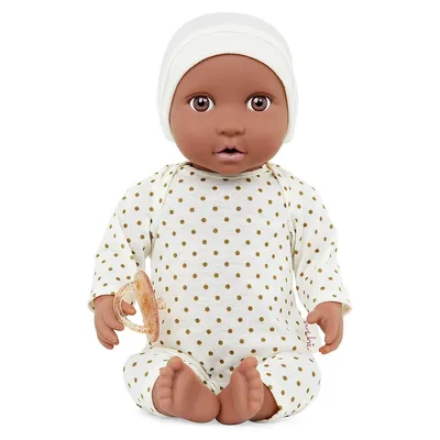 Baby Doll - Dark Skin, Brown Eyes & Ivory Hat, 14-Inch