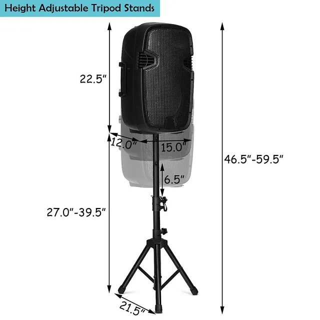 Costway Dual 12 in 2 way 2000W Powered Speakers with Mic Speaker