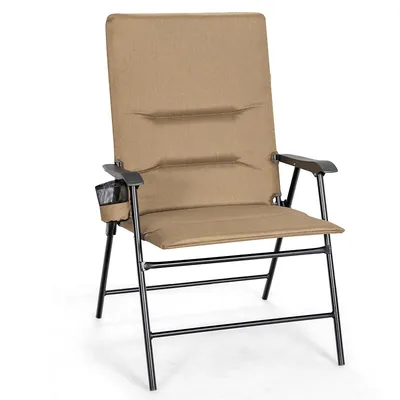Patio Padded Folding Portable Chair Camping Dining Outdoor Beach Chair Greybrown