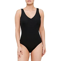 Rib-Knit One-Piece Swimsuit