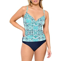 Printed One-Piece D-Cup Tankini Swimsuit