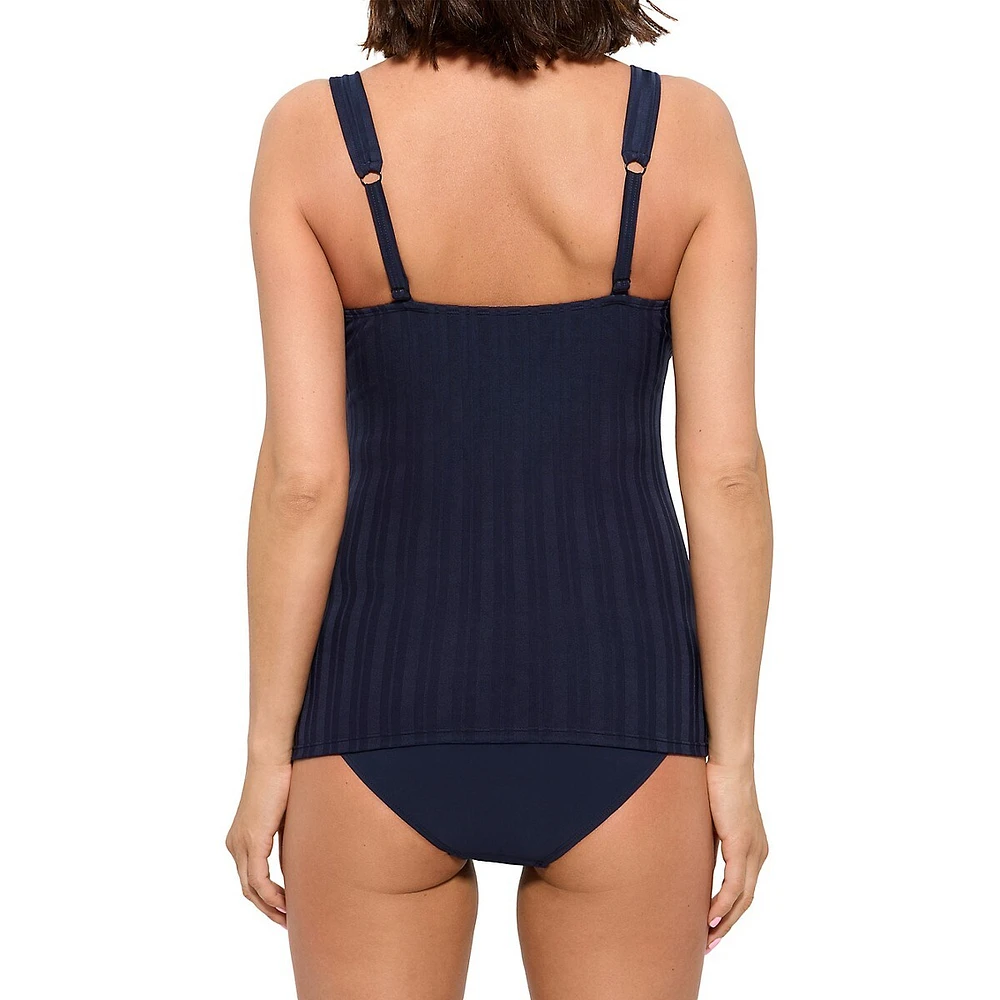 Textured Stripes D-Cup Tankini Top