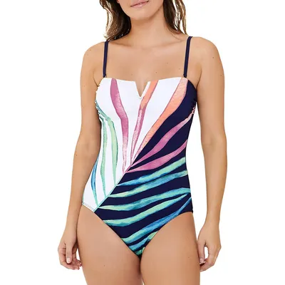 Elevated Palm One-Piece Bandeau Swimsuit