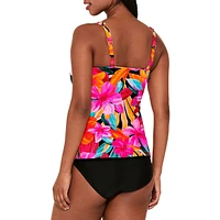 Haut de tankini à fleurs tropicales, bonnet D