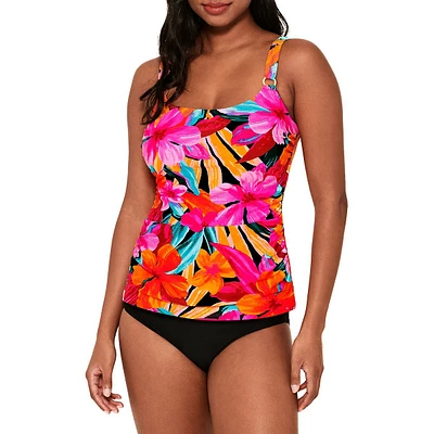 Haut de tankini à fleurs tropicales, bonnet D