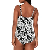 Maillot de bain une pièce imprimé, bonnet D, bretelles nouées