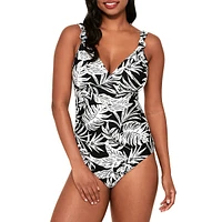 Maillot de bain une pièce imprimé, bonnet D, bretelles nouées