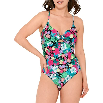 Midnight Tropicana Keyhole One-Piece Swimsuit