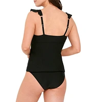 Midnight Frill V-Neck Tankini Swim Top