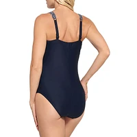 Printed D-Cup Twist-Detail One-Piece Swimsuit