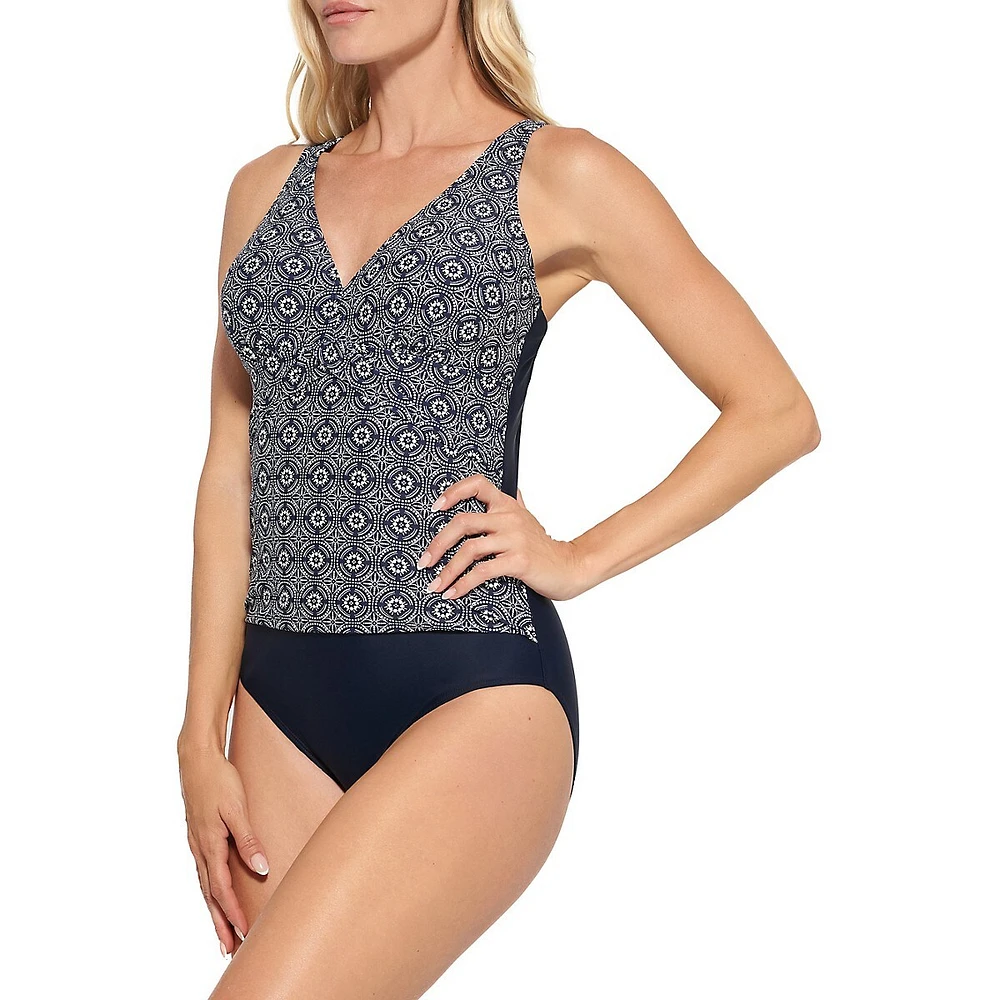 Printed D-Cup Twist-Detail One-Piece Swimsuit